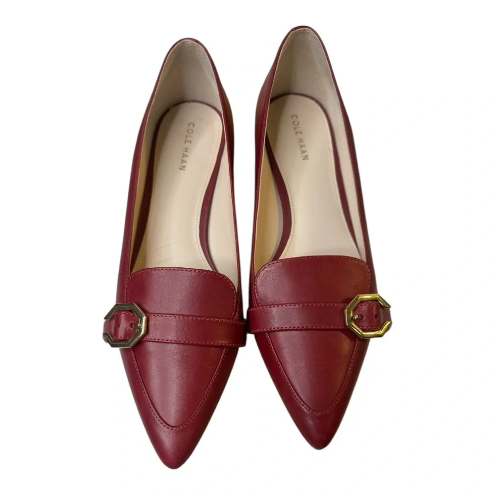 Cole Haan Leela Skimmer Red Leather Flat Size 8B - Picture 1 of 15